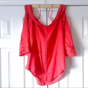 Free People bright coral off the shoulder top